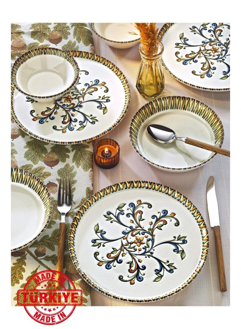 Kitchen Life Baroque Spring 18 Piece 6 Person Porcelain Dinner Set - Image 1